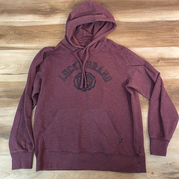 Lucky Brand Other - Lucky Brand Hoodie Mens Large Burgundy Pullover Sweatshirt Venice Burnout